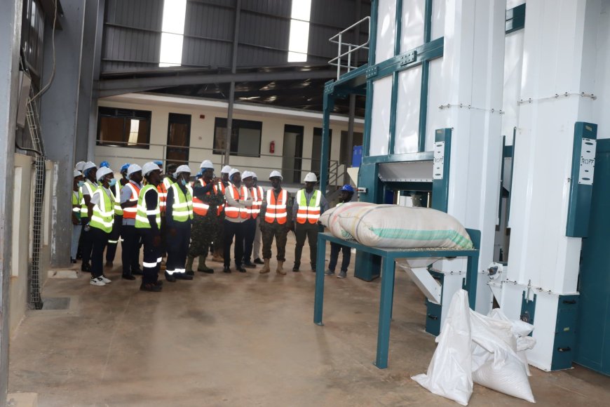 NEC's Vision for Self-Sustainability: Lt. Gen. Mugira Inspects Grain Facility and Infrastructure Projects in Kigumba and Nakasongola