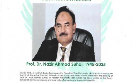 Owek. Amb. Al-Haj Prof. Badru Ddungu Kateregga Leads Kampala University Community in Mourning the Passing of Distinguished Scholar Prof. Dr. Nazir Ahmad Suhail