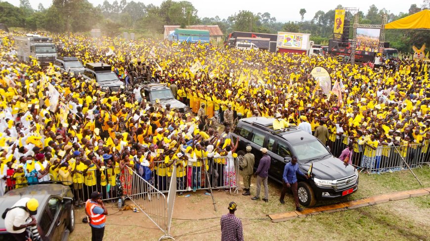 PRESIDENT MUSEVENI HIGHLIGHTS PEACE, REFUGEE HOSTING AND SERVICE DELIVERY DURING NTOROKO CAMPAIGN RALLY