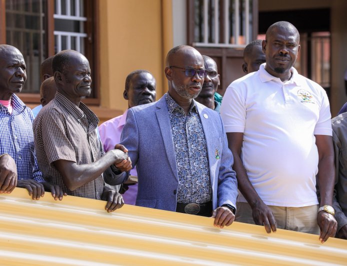 Government Support Reaches Alebtong as Hon. Denis Hamson Obua Delivers 630 Iron Sheets