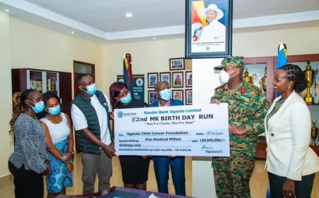 Uganda Child Cancer Foundation Receives UGX 100 Million from Gen MK Birthday Run