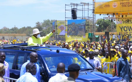 President Museveni Arrives in Adjumani to Campaign for NRM Candidate Leku